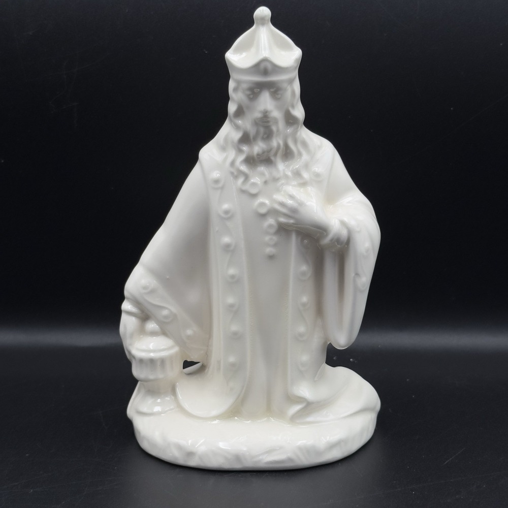 Holland‎ Mold Nativity KNEELING KING WISE MAN White Glazed Ceramic Christmas VTG